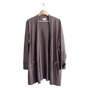 Eleven Eleven Women Open Front Long Sleeve Rayon Blend Cardigan Sweater Olive 3X